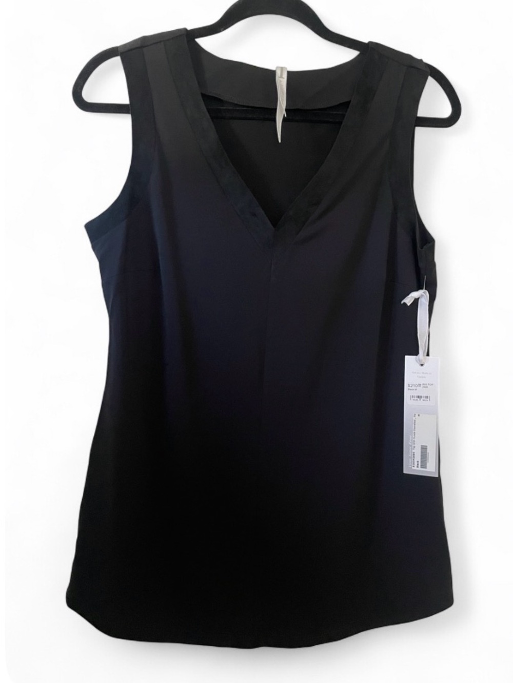 NWT I by Iris Setlakwe Black Sleeveless Top with Suede Trim Womens Size Medium